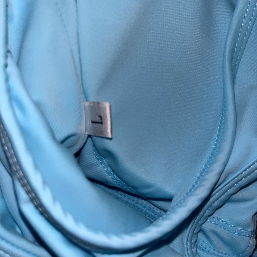 Baby Blue Front Zip Underboob Barbie Sports Bra Swimsuit Pole Dance Hella Heels - Picture 3 of 3